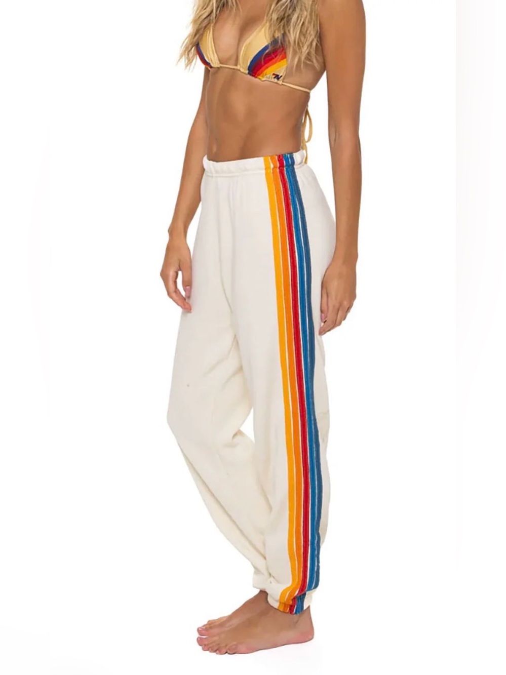 Aviator Nation Women Classic 5 Stripe Sweatpants - Vintage White (cream) - Small